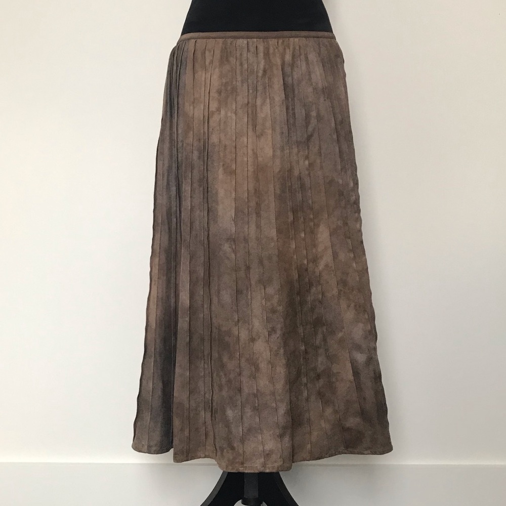 Nic+Zoe | Brown Sueded Pleated Skirt
